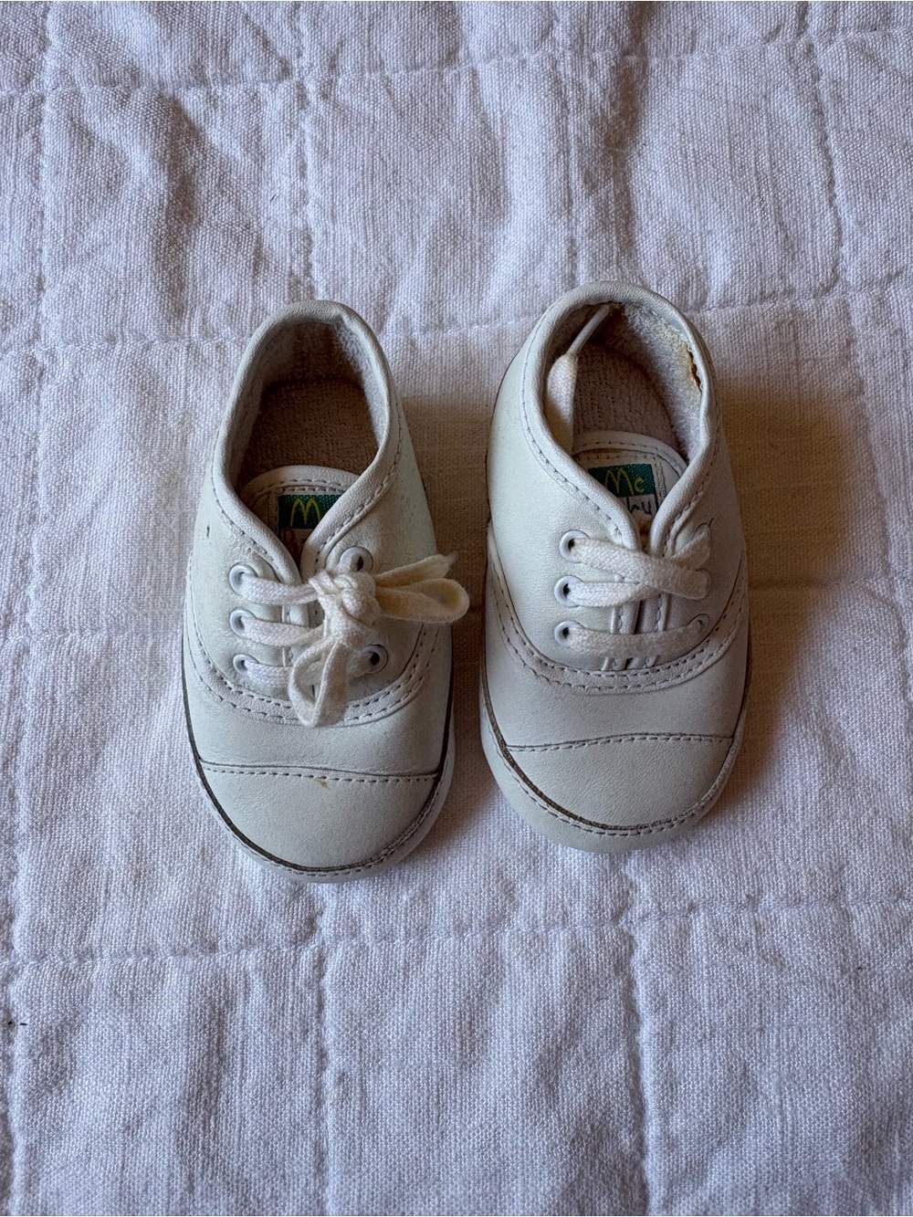 Vintage McBaby White Lace-Up Shoes Baby Size 2